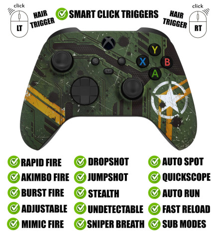 Army Mecha Silent Modz Smart Click Triggers Modded Controller for Xbox X/S PC