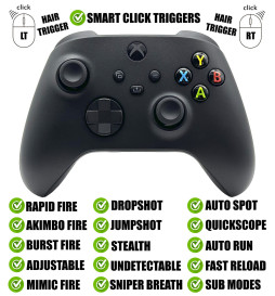 Black Silent Modz Smart Click Triggers Modded Controller for Xbox Series XS & PC