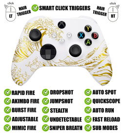 Golden Wave Silent Modz Smart Click Triggers Modded Controller for Xbox & PC