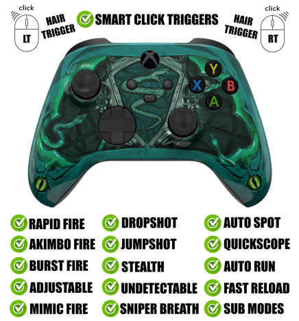 Serpent Eye Silent Modz Smart Click Triggers Modded Controller for Xbox & PC