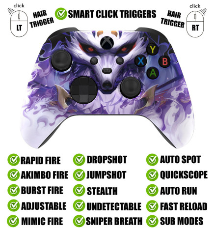 9 Tailed Fox Silent Modz Smart Click Triggers Modded Controller for Xbox & PC