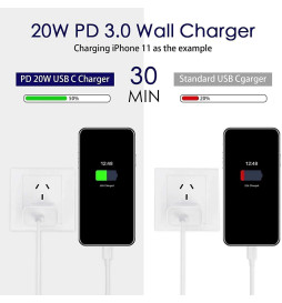 Fast Charger Cord USB-C Power Adapter PD 20W For iPhone 14 13 12 11 Pro Max iPad