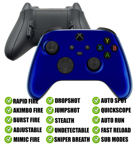 Blue Chrome Modded Reflex Buttons Rapid Fire Mod Controller for Xbox Series X S