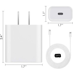 Fast Charger Cord USB-C Power Adapter PD 20W For iPhone 14 13 12 11 Pro Max iPad