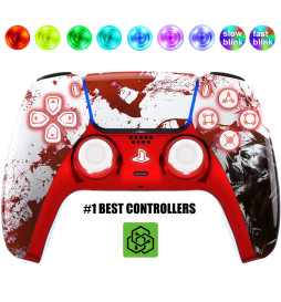Blood Zombie Silent Modz LED Light-Up Buttons Wireless Custom Controller for PS5
