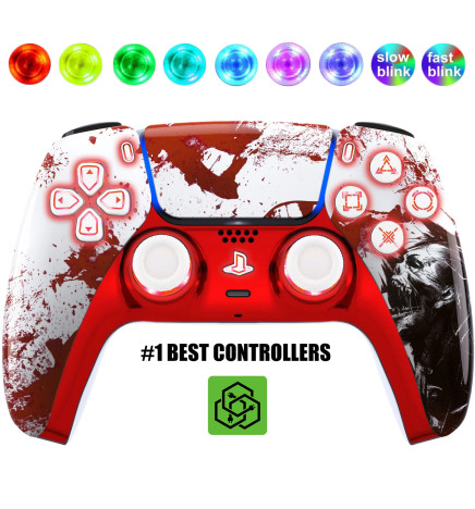 Blood Zombie Silent Modz LED Light-Up Buttons Wireless Custom Controller for PS5