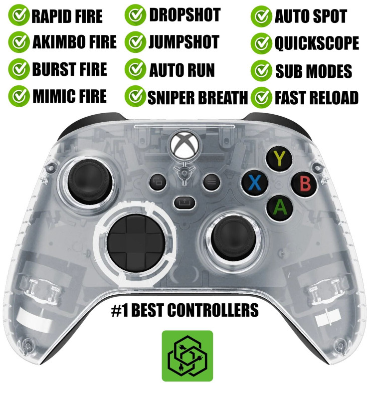 Clear Silent Modz Rapid Fire Wireless Modded Controller for Xbox One Series X S